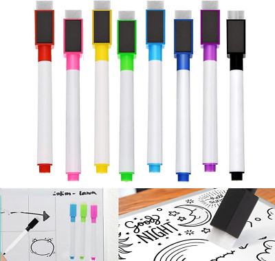 Whiteboard Marker Magnetisch 8 Farben Trocken Abwischbar Stift Mit Schwamm, Schn