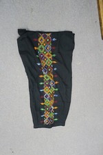 Vintage Mexican Latin American Hand Embroidered Cotton Black Skirt Small