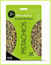 Wonderful Pistachios, No Shells, Roasted  Salted, Non-GMO, 12 oz Resealable Bag
