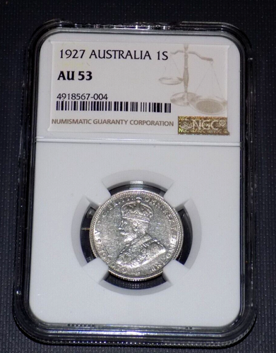 NGC 1927 AUSTRALIA ONE SHILLING GEORGE V 1S AU53 AU 53 Certified Graded Coin - 第 1/6 張圖片