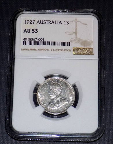 NGC 1927 AUSTRALIA ONE SHILLING GEORGE V 1S AU53 AU 53 Certified Graded Coin - Picture 1 of 6