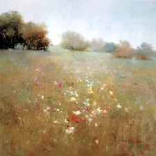 27W"x27H" MEADOW IN SUMMER by VERA OXLEY - FLORAL LANDSCAPE CHOICES of CANVAS