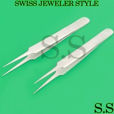 2 ASSORTED SWISS JEWELER STYLE WATCH REPAIR TOOLS FORCEPS 5 4 TWEEZERS