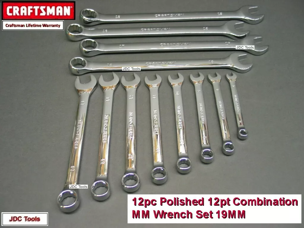 Craftsman 12 pc Metric Wrench Set Combination MM Long Profile 16 17 18 19MM