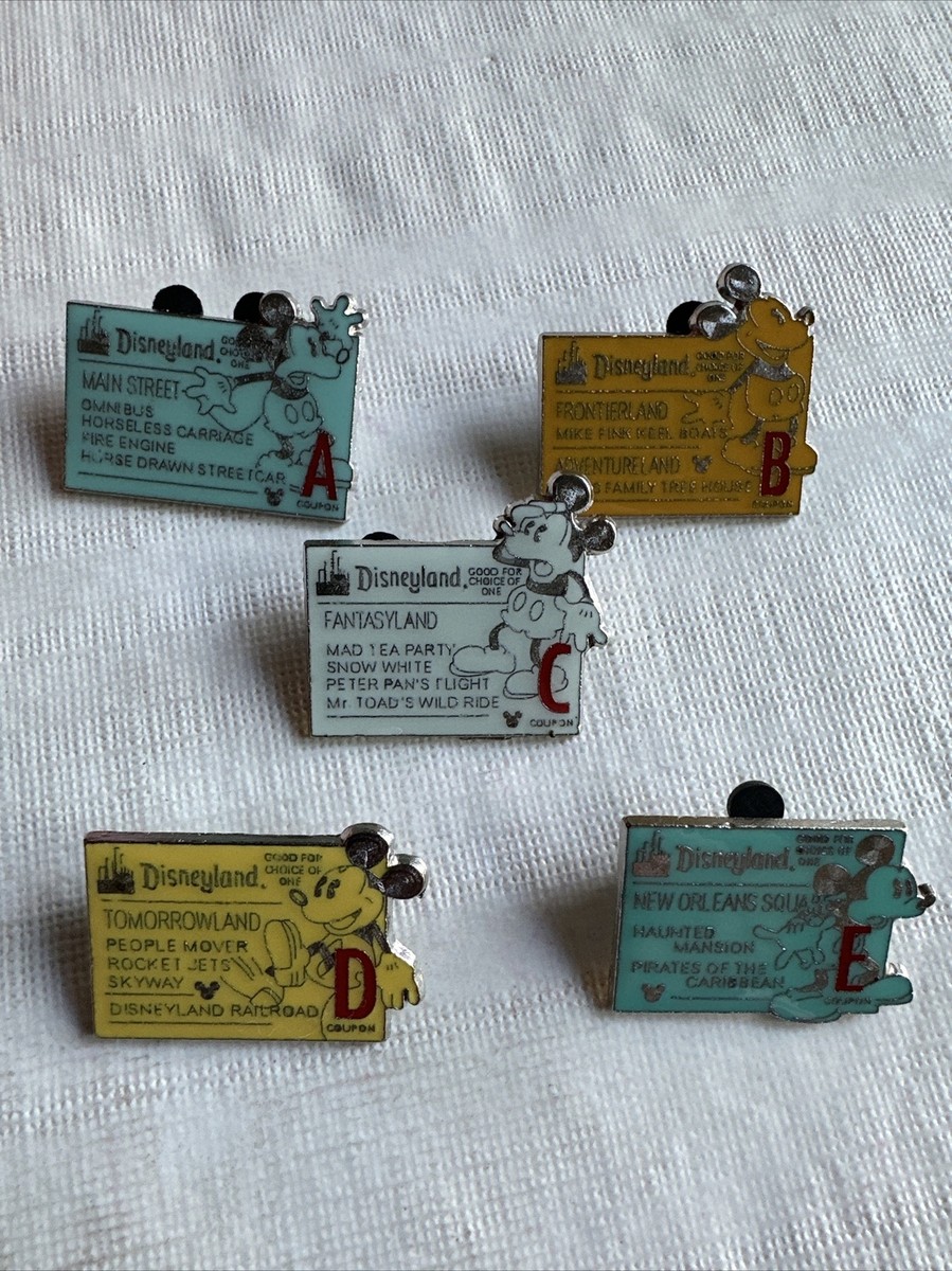 Disney Trading Pins Disneyland Tickets A, B, C, D, E - Set of 5 | eBay