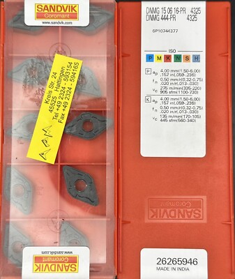 Produktbild von 10 Sandvik DNMG150608 PR 4325 Wendeplatten – Halbschruppende Drehplatten Aus Hartmetall, 4-fach Nutzbar