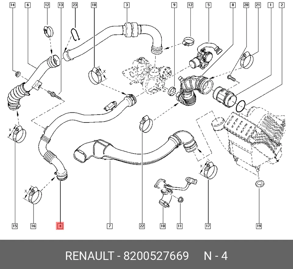 Durite Turbo Tuyau Intercooler Clio III Modus 1.5 DCi 8200527669 8200468372 - Photo 2/4