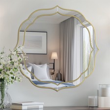 Wall Mirror Art Irregular Decorative Venetian Mirror with Golden Rim Line Design