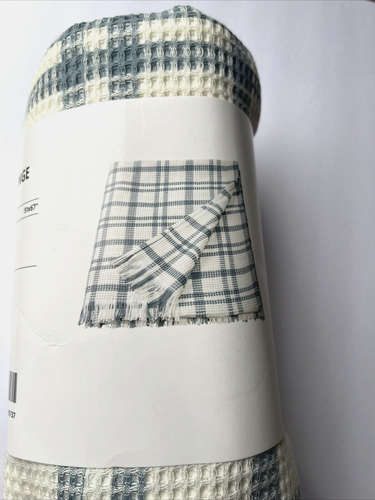 IKEA SIKELVINGE Throw, White Blue Check, 51x67" New 100% Cotton - Picture 5 of 8