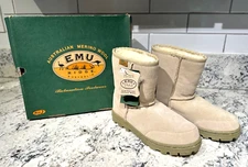 EMU RIDGE Australia Brisbane Sand Color Suede Wool Lined Pull-On Boots SZ M8/W9