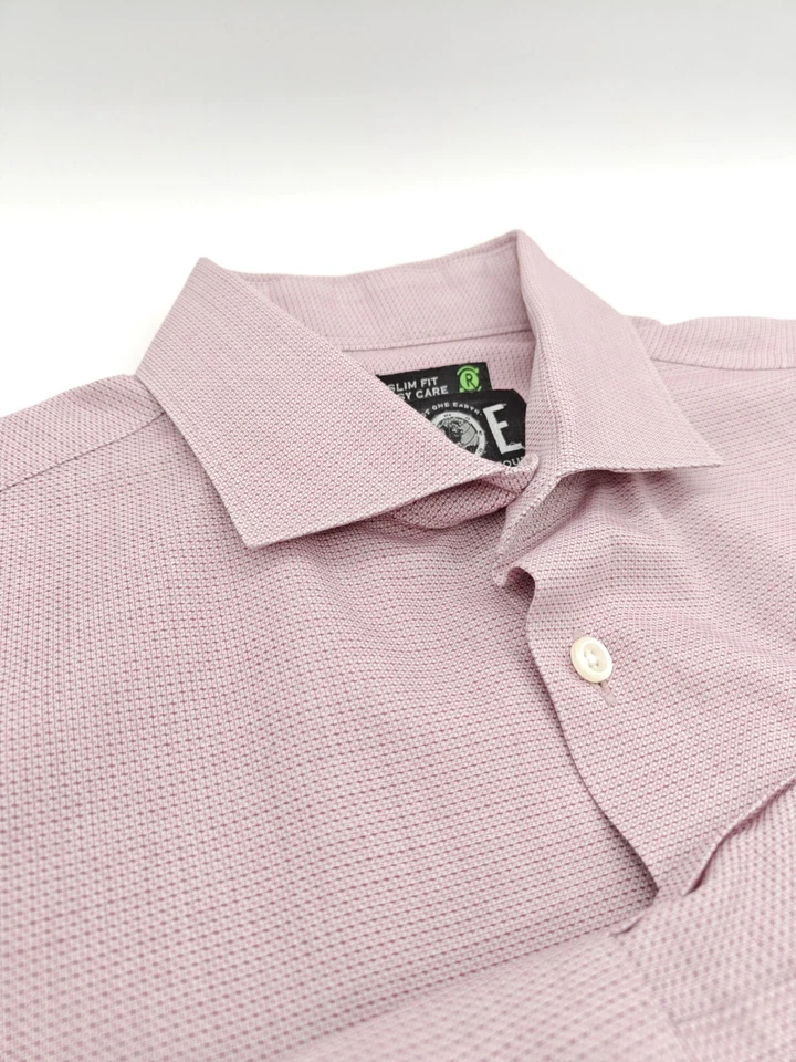 🇺🇲 Camisa de Vestir Joseph Abboud Para Hombres 16.5x35 Rosa Geométrica Calce Ajustado Fácil Cuidado Foto 4 de 4