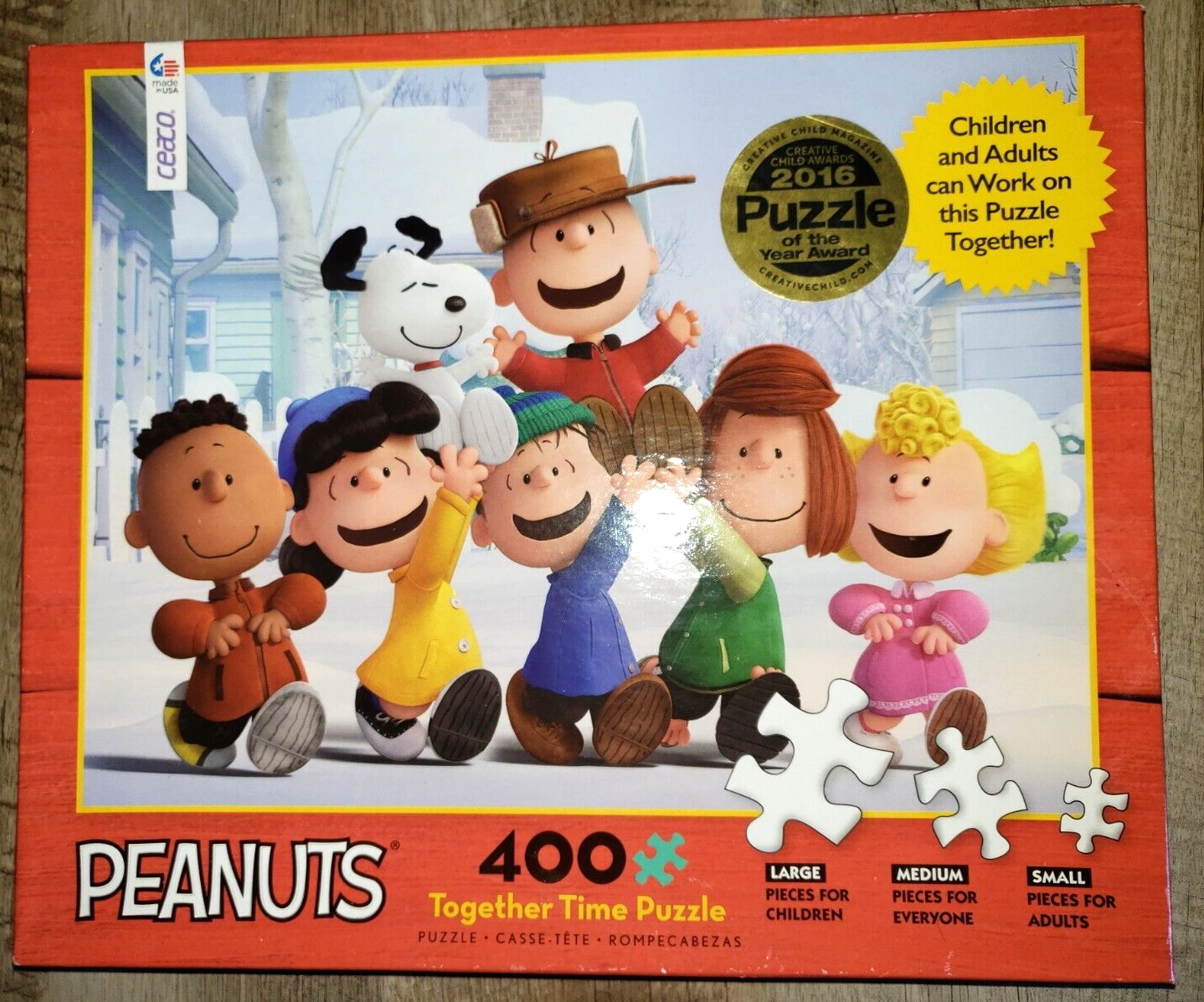 400-Piece Peanuts Gang Jigsaw Puzzle with Assorted Piece Sizes for Family Fun
