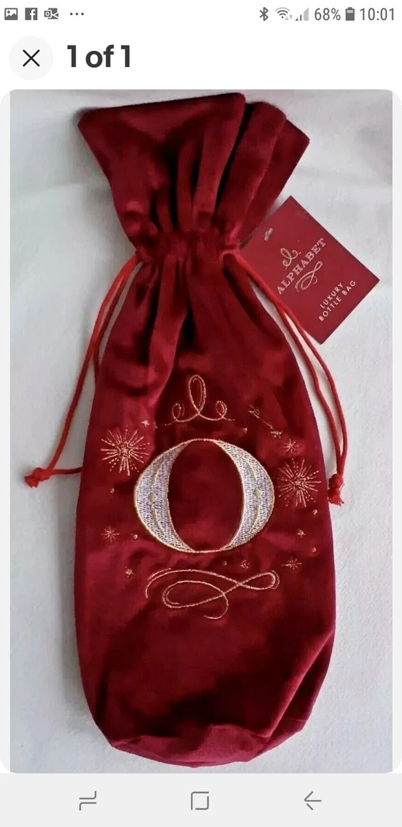 ALPHABET INITIAL RED VELVET GIFT BOTTLE BAG mother mum