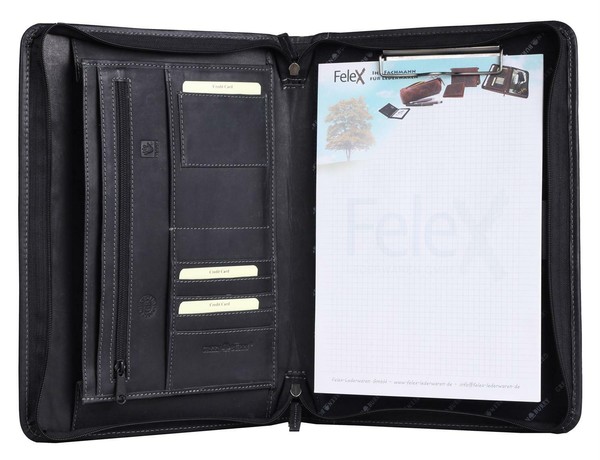 Konferenzmappe Schreibmappe Greenburry Vintage Leder A4 Schwarz 36X26 5X3Cm Deko-image