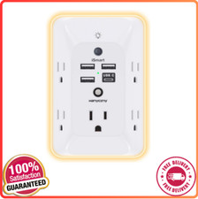 Outlet Extender with Night Light, Multi Plug Outlet, USB Wall Charger Surge Prot