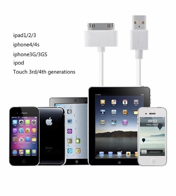ご*ん様 値下げ可　iPhone4/4s/iPod touch 3台セット 充電 Qixxronics 3 Pack 3FT 30 Pin Charger Cable for iPhone 4 4s 3G 3GS