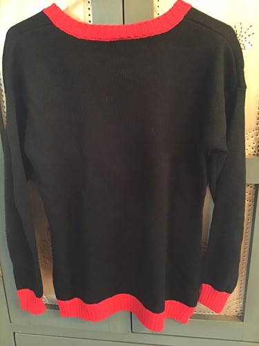 Girls Ugly Christmas Sweater Fa La La Lamas Snowman Black Red L/S Sz Medium NWT - Picture 3 of 6