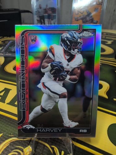 2025 Topps Chrome NFL Football Silver Refractor Rookie RC RJ Harvey Broncos