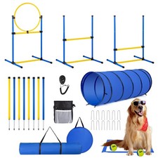 Dog Agility Course Set Hurdles Weave Poles Tunnel Pause Box PTDOG003 Portable