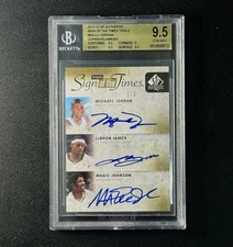 Michael Jordan / LeBron James / Magic Johnson 2011-12 Triple Auto #1/3 BGS 9.5