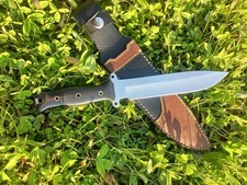 Custom Handmade Fixed Blade Hunting Bowie Knife With Micarta Handle Sheath