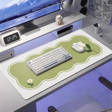 15.7x35.4 inch 1pc Large Desk Mat 39.88x31.50 (80x25cm) Green Faux Leather-like