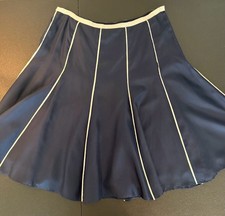 Vintage 100 Silk Polo Jeans Company Ralph Lauren Navy Blue Silk A-Line Skirt