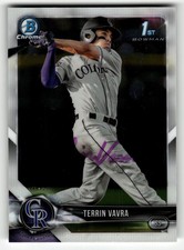 Terrin Vavra #BDC-5 Colorado Rockies 1er Bowman cromo en persona automático por favor leer