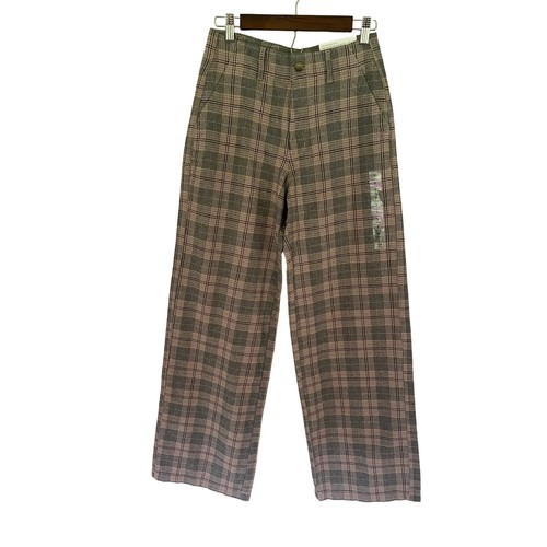 American Eagle Plaid Pants Super High-Rise Baggy Wide Leg Size 2 Long NWT