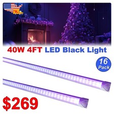 16 Pack LED Black Light Fixture 4FT 40W UV Bar with US Plug Easy Installation