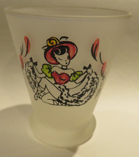 Vintage - Can Can Girl Frosted 3 Ounce Jigger