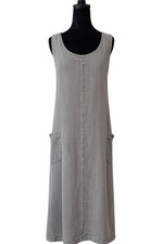 Jumper Style Linen Silk Wrap Panel Sleeveless Dress Med. Lagenlook Cottage Core