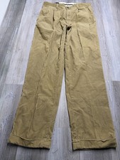 Vintage Polo Ralph Lauren Pants Mens 34x32 Tan Hammond Corduroy Pleated Cuffed