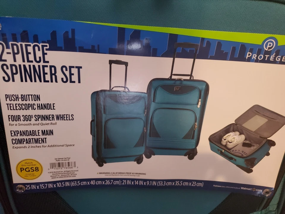 Juego de equipaje de 2 piezas con ruedas verde azulado nuevo Foto 2 de 2