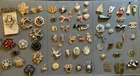 Vintage To Now Estate Jewelry Pins 64 Lot Costume Plus 2 Pair Clip Earrings