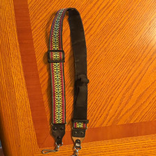 Adjustable Camera Neck/Shoulder Strap Snap-On Clip Leather Ends Black/Multicolor