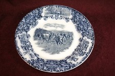 Wedgwood & Co Antique Cows Flow Blue Porcelain Plate 1890