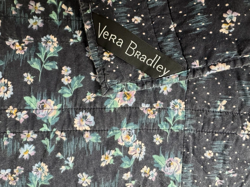 Manta edredón acolchada 100 % algodón Vera Bradley azul marino floral completa reina Foto 4 de 4