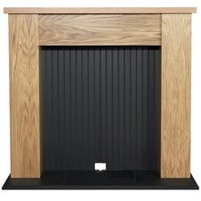 Adam New England Stove Fireplace in Oak & Black, 48 Inch