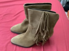 Next Ladies Fringed Tan Suede Western Style Ankle Boot. Size 4. Worn once