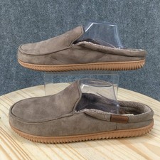 Dearfoams Cozy Comfort Slippers Mens XL Brown Suede Twin Notch Moc Toe Clog