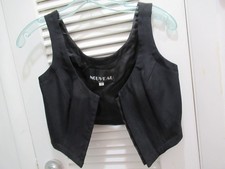 Vintage Nouveau Black Solid Corset Top Bustier Crop Regular Size 6 1980's Worn1