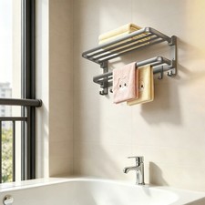 Bathroom 23.62 8.66 6.89 in Shelf, Wall Mounted Adhesive Towel Rack