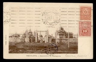 DR WHO 1923 PARAGUAY ASUNCION RECOLETA POSTCARD TO COLOMBIA R71560