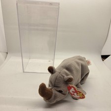 Spike the Rhino TY Beanie Baby 1996 Stuffed Animal Toy W/case