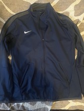 Nike Kids Navy Blue Track Jacket L Polyester Full Zip Stand-Up Collar