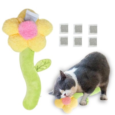 Catnip Refillable Interactive Cat Toy with Crinkle Sound, Flower Kicker Toy f...