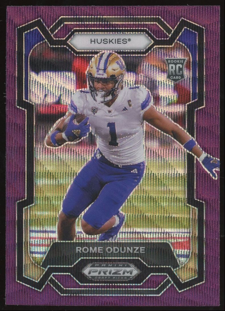 Rome Odunze Rookie #111 2024 Panini Prizm Draft Purple Wave Prizm Chicago Bears