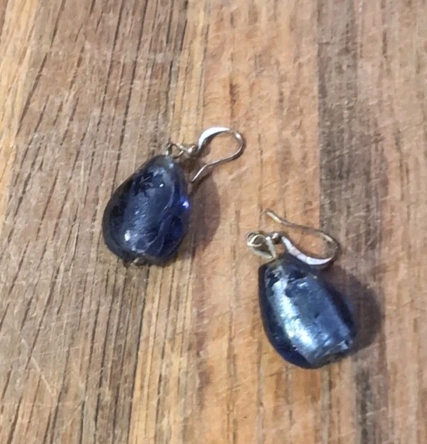 Vintage Purple Glass Earrings