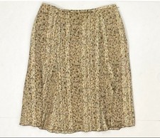 TALBOTS 18W 100 Silk A - Line Beige And Brown Geometric Pattern Midi Skirt
